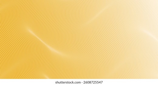 Bright golden waves create a smooth textured surface in a modern design concept