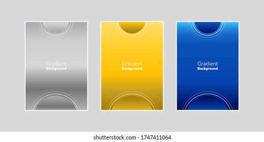 Bright Gradient Background With Circle. Suitable For Business Brochure Cover Design. Silver, Gold Yellow, And Blue Vector Banner Poster Template