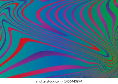 Bright gradient background with wavy psychedelic stripes. Vector illustration