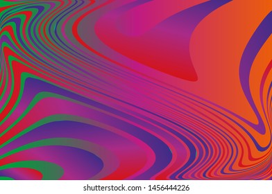 Bright gradient background with wavy psychedelic stripes. Vector illustration