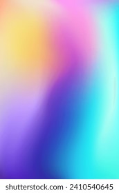 Bright gradient blue yellow teal pink purple background. Colorful Blurred backdrop with place for text. Vector illustration for your graphic design, banner, poster, wallpapers, theme or website