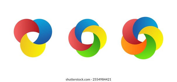 Bright gradient circle vector logotype. Creative 3d ring, letter O, zero icon symbol logo design for web