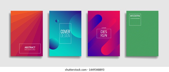 bright gradient color abstract line pattern background cover design. modern background design with trendy and vivid vibrant color. blue violet red orange green placard poster vector cover template.
