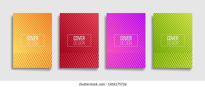 bright gradient color abstract line pattern background cover design. modern background design with trendy and vivid vibrant color. yellow violet red orange green placard poster vector cover template.