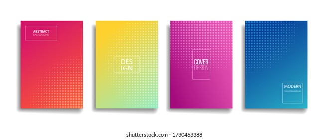 bright gradient color abstract line pattern background cover design. modern background design with trendy and vivid vibrant color. blue violet red orange green placard poster vector cover template.