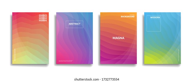 Farbverlauf in einem Farbverlauf mit abstrakten Linien, Hintergrund-Cover. Modernes Hintergrunddesign mit angesagter und lebendiger Regenbogenfarbe. Blauviolett-rotes orangefarbenes Plakatschild