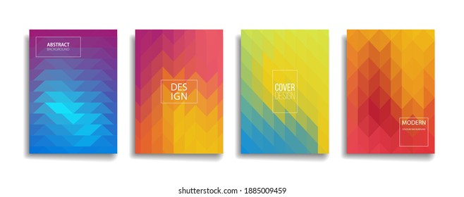 bright gradient color abstract line pattern background cover design. modern background design with trendy and vivid vibrant color. blue violet red orange green placard poster vector cover template.