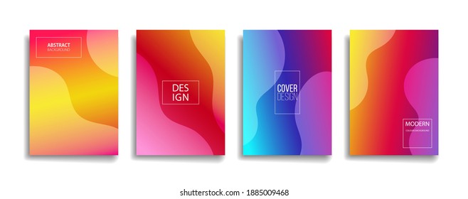 bright gradient color abstract line pattern background cover design. modern background design with trendy and vivid vibrant color. blue violet red orange green placard poster vector cover template.