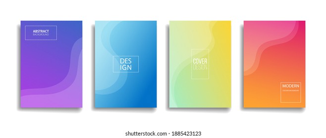 bright gradient color abstract line pattern background cover design. modern background design with trendy and vivid vibrant color. blue violet red orange green placard poster vector cover template.