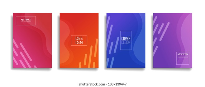 bright gradient color abstract line pattern background cover design. modern background design with trendy and vivid vibrant color. blue violet red orange green placard poster vector cover template.