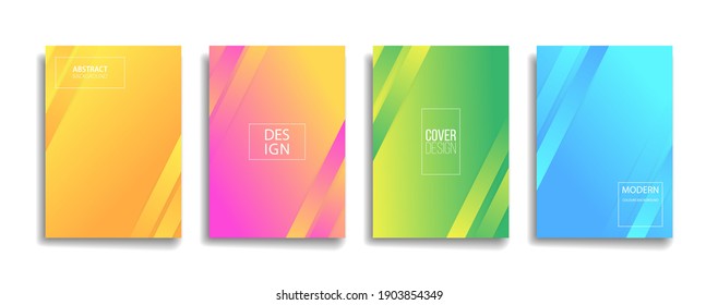 bright gradient color abstract line pattern background cover design. modern background design with trendy and vivid vibrant color. blue violet red orange green placard poster vector cover template.