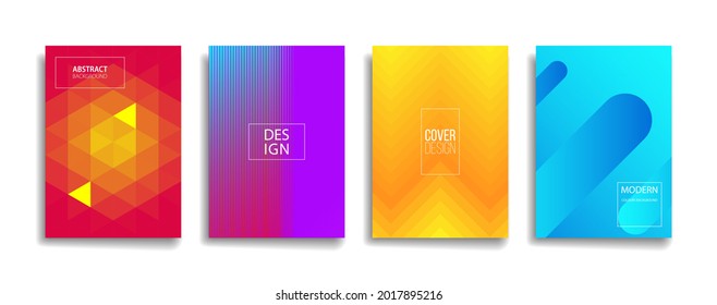 bright gradient color abstract line pattern background cover design. modern background design with trendy and vivid vibrant color. blue violet red orange green placard poster vector cover template.