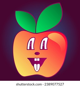 Bright Gradient Colored Apple Bold Funny Party Nostalgic Neon Apple Decoration Card Template Background
