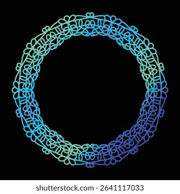 Bright Gradient Colored Mandala Abstract Lace Art.  Neon Frame Border Isolated on background, Retro Birthday Party Greting card Invitation Design Element Symbol. 