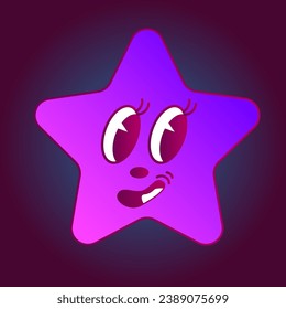 Bright Gradient Colored Star Bold Funny Party Nostalgic Neon Star 
 Decoration Card Template Background