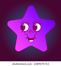 Bright Gradient Colored Star Bold Funny Party Nostalgic Neon Star 
 Decoration Card Template Background
