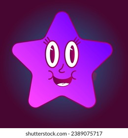 Bright Gradient Colored Star Bold Funny Party Nostalgic Neon Star 
 Decoration Card Template Background