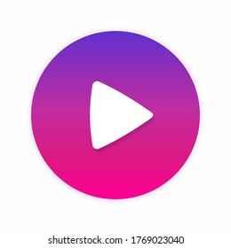 Bright, gradient colorful round play button isolated on light background. Vector illustration