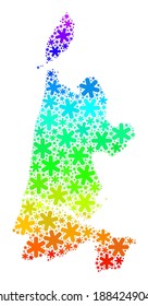 Bright gradient composition of North Holland map constructed for Christmas sales. North Holland map mosaic is formed from bright snow. Designed for Christmas applications.
