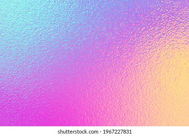 Bright gradient with foil effect. Rainbow background. Neon colors. Iridescent texture. Metallic background. Sparkly metall. Colored backdrop design for party prints. Dreamy radiance texture. Vector