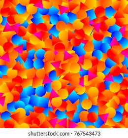 Bright gradient geometric shapes. Abstract geometric seamless pattern in the style of memphis. Stock vector