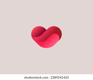 Helles Farbverlauf-Herzlogo. Cute Relation Liebe Valentinstag Symbol. Kreatives kardiologisches Gesundheitszeichen. Vektorgrafik.
