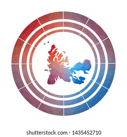 Bright gradient logo of a country in a low poly style. Multicolored TAAF rounded sign with a map in geometric style for infographics.