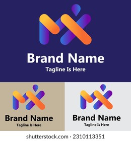 Bright gradient modern abstract mx letter logo	

