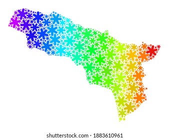 Bright gradient mosaic of Abkhazia map done for Christmas celebration. Abkhazia map mosaic is organized of bright snow elements. Designed for political projects.