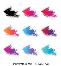 Bright gradient paint brush strokes set. Vector illustration of Splash banners set