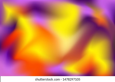 Bright gradient with saturated dynamic colors. Yellow, orange, violet colors. Vibrant blurred illustration. Can be used for web background, banner, cover, print.