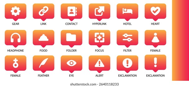 Bright Gradient Social Media Button Icons for Web and Mobile Application Interface