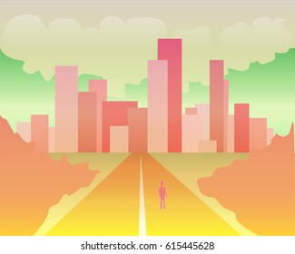 Bright gradient vector city landscape