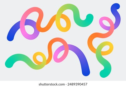 Bright gradient wavy colorful shapes. Abstract liquid geometric elements