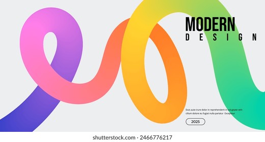 Bright gradient wavy shape, abstract colorful background. Digital technology, innovation, business concept