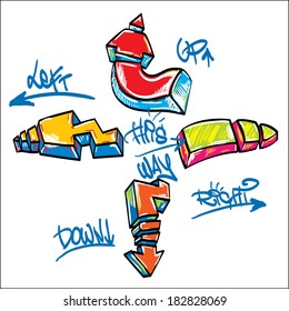 Bright Graffiti Arrows - left, right, up, down