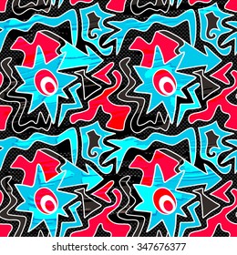 bright graffiti geometric seamless pattern grunge effect