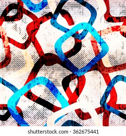 bright graffiti geometric seamless pattern grunge effect