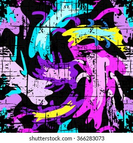 bright graffiti geometric seamless pattern grunge effect