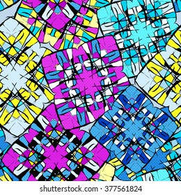 bright graffiti geometric seamless pattern grunge effect