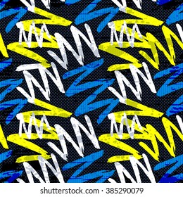 bright graffiti geometric seamless pattern grunge effect
