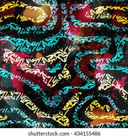 bright graffiti geometric seamless pattern grunge effect