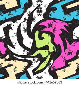 bright graffiti geometric seamless pattern grunge effect