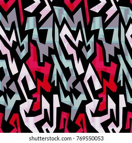 bright graffiti geometric seamless pattern grunge effect