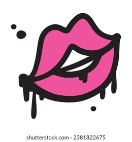 Bright Graffiti Lips as Street Wall Painting Art Vector Illustration