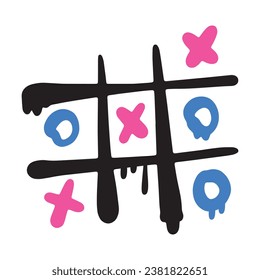 Bright Graffiti Oughts and Crosses as Street Wall Painting Art Vector Illustration