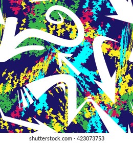 bright graffiti seamless pattern with grunge effect
