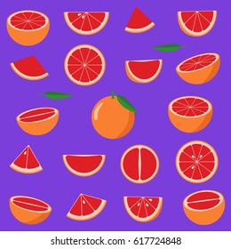 Bright grapefruit slices. Vector illustration.