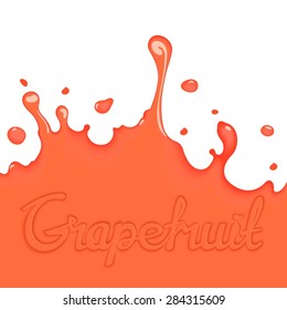 Bright grapefruit splash juice with calligraphy title. Art design elements