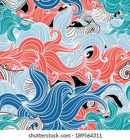 bright graphic abstract pattern of wavy elements 